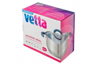 VETTA Vienna кастрюля со стеклянной крышкой 3,6 литра (подходит для индукционных плит)