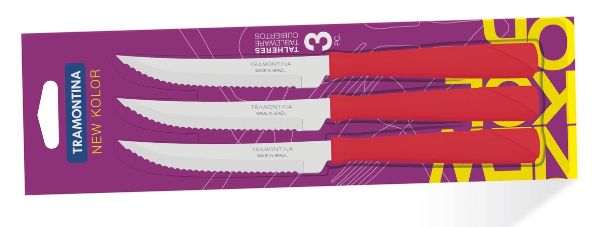 Tramontina New Kolor Ножи для стейка  3 шт (красные) 23160/374